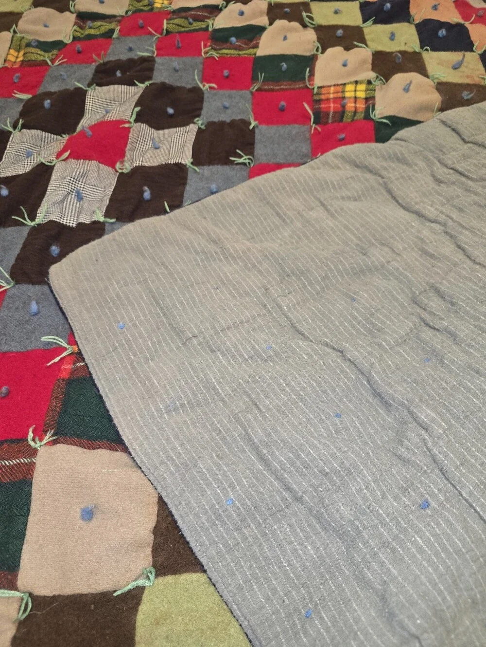 Vintage Wool Patchwork Block Quilt